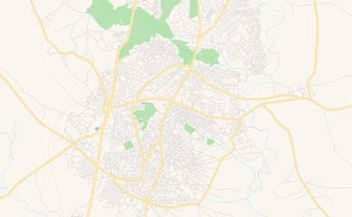 Printable street map of Zaria, Nigeria