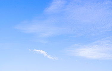 Blue sky with soft white cloudy atmosphere is clear and clean.