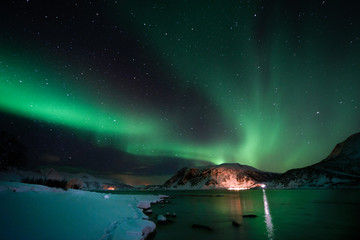 Fototapeta na wymiar Norway aurora borealis Lofoten Islands