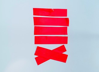 Set of color red scotch tape, sticky tape cut isolated on gray background. can use business-paperwork-banner products