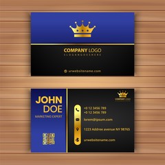 Luxurious business card template with crown logo.
