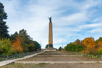 Fruska Gora, Serbia - March 10, 2019: Sloboda (Freedom) is the name of the monument in National Park Fruska Gora. It was raised in honor of the fallen soldiers in world war 2 in Vojvodina.