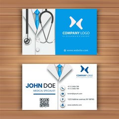 Doctor business card idea. Medic Person Business Card Template. Modern Health Consultant Name Tag.