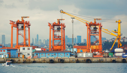 Port docks, containers, cranes