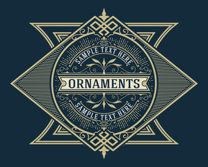 Antique label with floral details