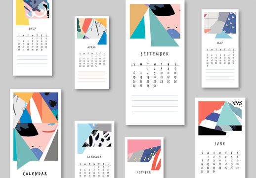 Annual Calendar Layout with Abstract Elements