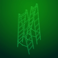 Step ladder. Wireframe low poly mesh vector illustration