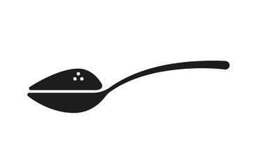Spoon with sugar, salt or flour. Teaspoon. Vector icon