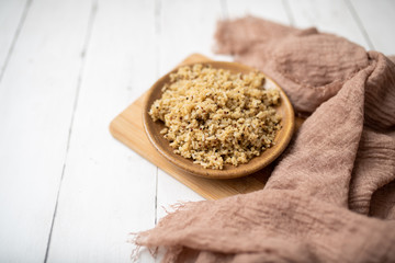 Healthy brown rice and quinoa dinner fully cooked