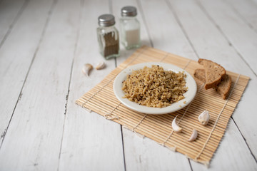 Healthy brown rice and quinoa dinner fully cooked