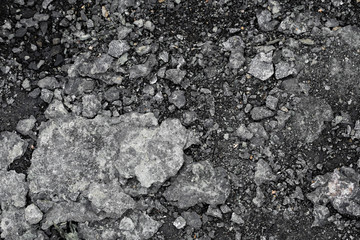 Black ground textured ground. Black soil as a backgdround or texture