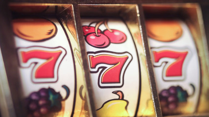 macro of an old slot machine 