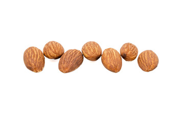 Almond nuts isolated with white background.