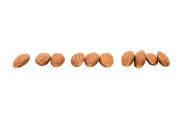Almond nuts isolated with white background.