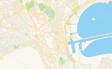 Printable street map of Tunis, Tunisia