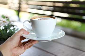 Coffee cup in the morning for charge your energy, image use for food and beverage business concept