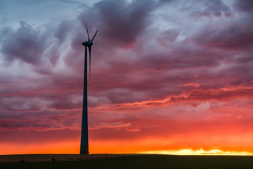 wind turbine at sunset
