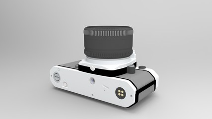 3d rendering of an analogue camera isolated in studio background