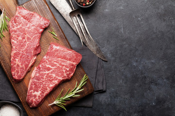 Raw marbled beef steak