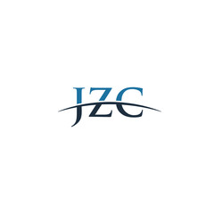 Initial letter JZC, overlapping movement swoosh horizon logo company design inspiration in blue and gray color vector