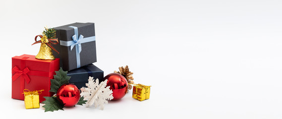 present box with color ribbon on white background for christmas birthday special occassion