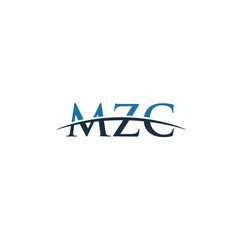 Initial letter MZC, overlapping movement swoosh horizon logo company design inspiration in blue and gray color vector