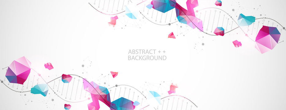 DNA molecules science template, abstract background. Vector illustration.