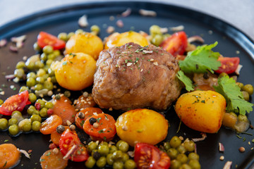 paupiette of veal rolls with Vegetable Planter
