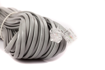 connection and  data cable and plug on white background