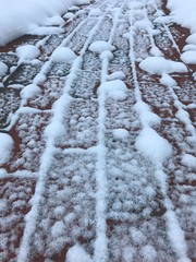 Snowy Brick Walkway Close Up