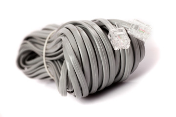 connection and  data cable and plug on white background