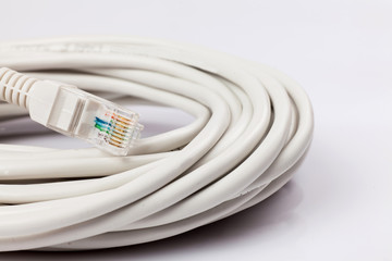 connection and  data cable and plug on white background