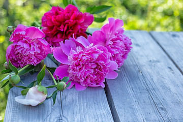 bouquet of flowers on a wooden table