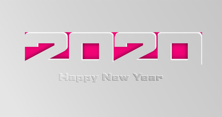 Happy 2020 new year card design in paper style. Greetings and invitations cards, christmas themed congratulations and banners. Vector illustration.