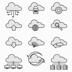 Fototapeta premium vector line icons set in flat design with elements cloud computing for web app