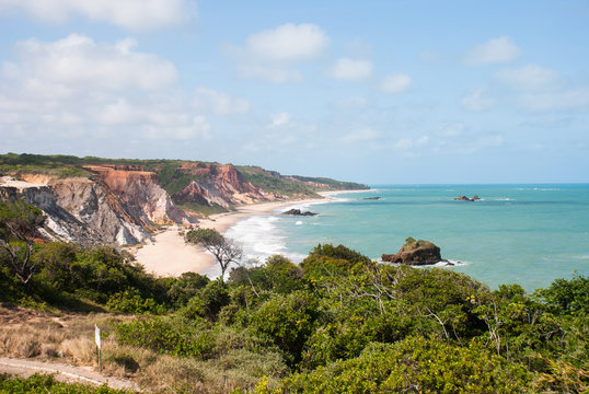 Cliffs on the beach in Tambaba Conde - south coast of Paraiba Brazil