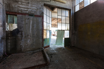 Fototapeta na wymiar Urban exploration in an abandoned paper mill