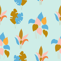 Colorful underwater plants in a seamless pattern design