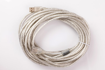 connection and  data cable and plug on white background
