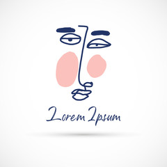 Obraz premium Cubism logo sign face blue pink mask