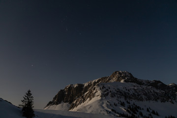 Alpine mountain night view