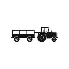 Tractor with Trailer Icon. Flat Style vector EPS.