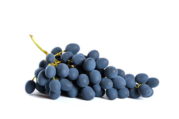 Black grapes with drop of water isolated on white background