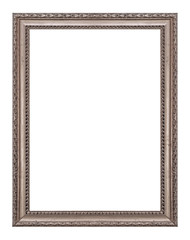 Fototapeta premium Silver frame for paintings, mirrors or photo isolated on white background