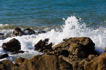 Ocean waves crashing on the rocks