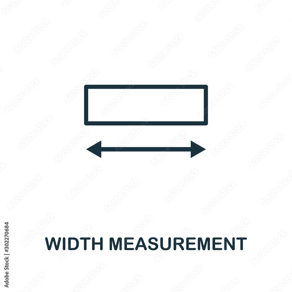 Poster width measurement icon outline style. thin line creative width measurement icon for logo, graphic de