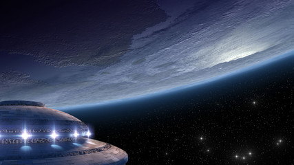 Flying saucer near Earth