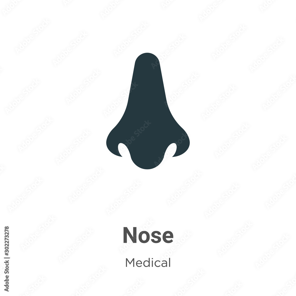 Poster nose vector icon on white background. flat vector nose icon symbol sign from modern medical collecti