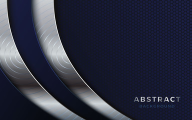 Abstract luxury navy background overlap layer on dark space with silver lines combinations for use element cover, banner, brochure, and flyer. Texture with dots element decoration.