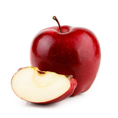 Red apple with slice isolated on white background